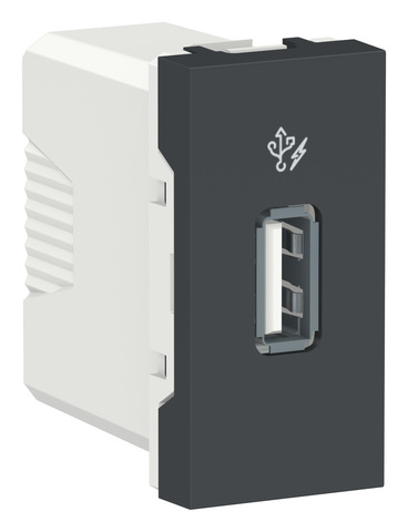 Розетка USB, 5 В / 1000 мА, 1 модуль Цвет Антрацит. Schneider Electric. Unica Modular. NU342854