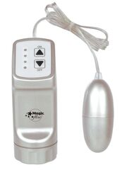 Серебристое виброяйцо с пультом управления на проводе