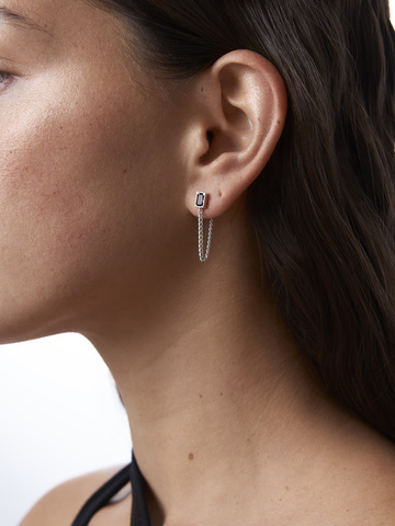 Гвоздики CRYSTAL CHAIN серебро с дымчатым Кварцем