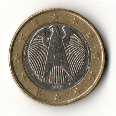 1 евро 2002 год Германия Федеральный орел VF