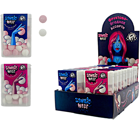 Конфета ZOMBIE МОЗГ ассорти (ВАМПИРШИ) 1кор*24бл*18шт, 14гр