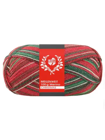 Пряжа Lana Grossa Meilenweit 100 Merino Christmas Lurex 6805
