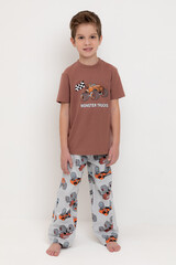 пижама  для мальчика  К 1599/медно-коричневый,машины