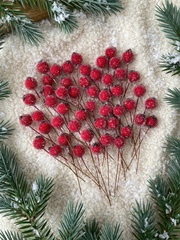 Ягоды сахарные декоративные, темно-красные, на проволоке, набор 50 шт.