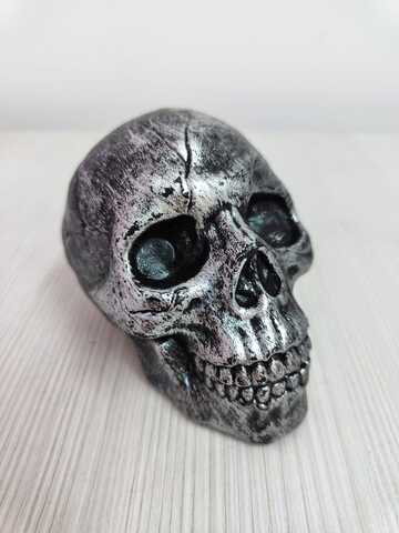 Декоративное украшение, Череп пластик, Черный/серебро, 11,5*9*8,5 см, 1 шт.