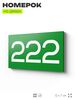 Номер на дверь 222, табличка на дверь для офиса, квартиры, кабинета, аудитории, склада, зеленая 120х70 мм, Айдентика Технолоджи