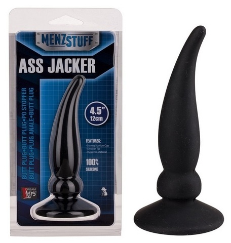 Чёрная пробка ASS JACKER для анальной стимуляции - 12 см. - Dream Toys MenzStuff 20690