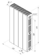 Rifar SUPReMO Ventil 500 антрацит, 4 секции - радиатор с подключением нижним (правым)