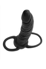 Черная насадка на пенис для двойного проникновения Black&Red - 16,5 см. - 