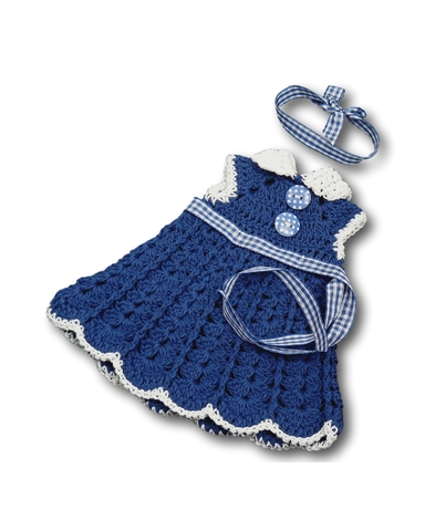 Вязаное платье с воротником - Синий. Одежда для кукол, пупсов и мягких игрушек.