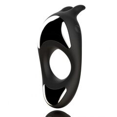 Черное эрекционное кольцо с двумя моторами Zeus Dual Vibe Cock Ring - 