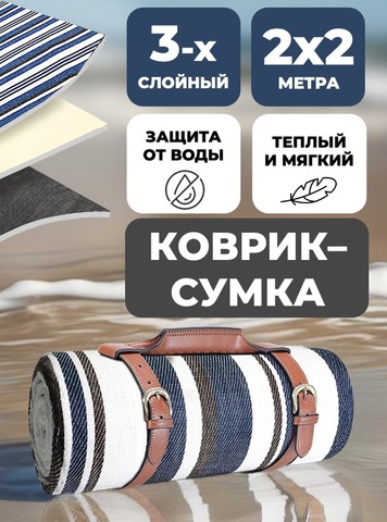Картинка покрывало для пикника Skully WQ-blanket-wp white-blu-grey - 1
