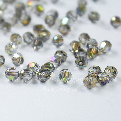 5000 Бусина - шарик с огранкой Сваровски Crystal Iridescent Green 4 мм, 5 штук