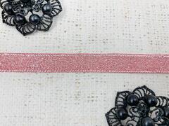 Лента парча, ш. 1,2 см, тёмно-розовый