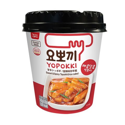 Токпокки Yopokki (рисовые клецки) в чашке, сладко-острый вкус 120 гр.
