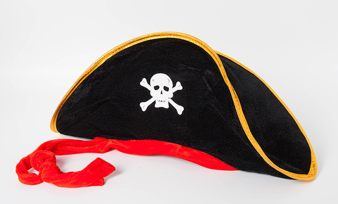 Карнавальная шляпа Пират, двууголка с красной лентой, макси, Черный
