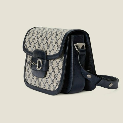 Сумка Gucci 1955 Horsebit бежевый/темно-синий