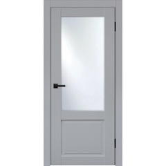 Купить Межкомнатная дверь эмалит Классик 2 светло-серая остеклённая