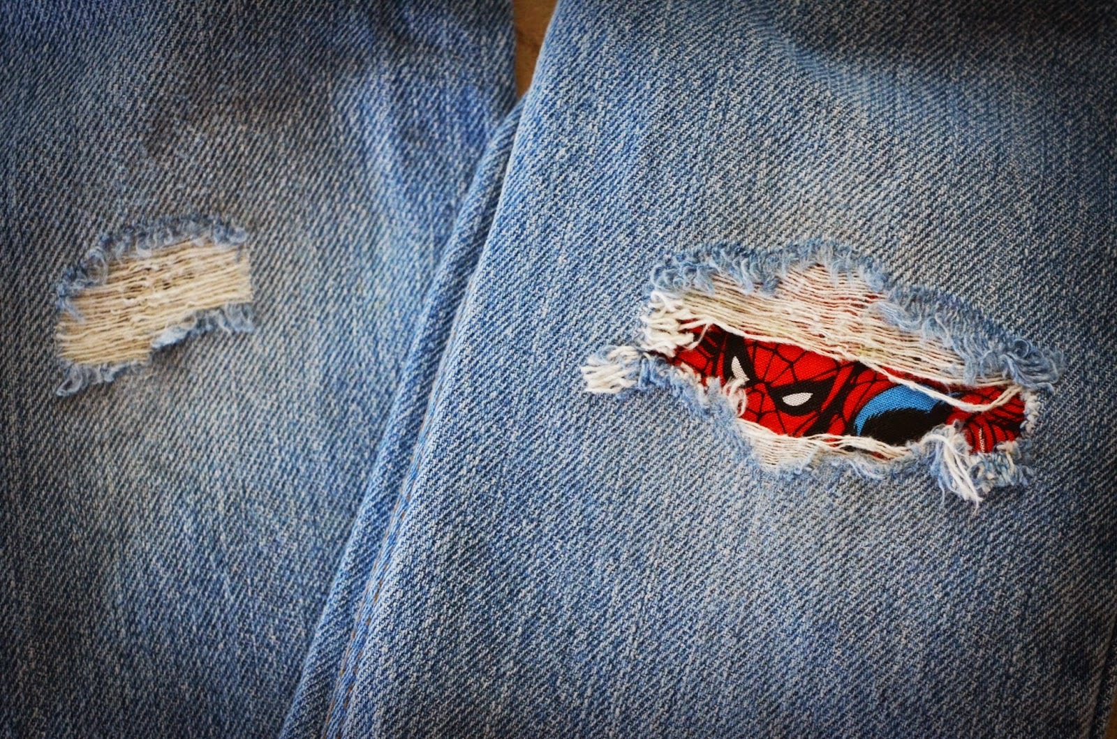 Ремонт дырок на джинсах