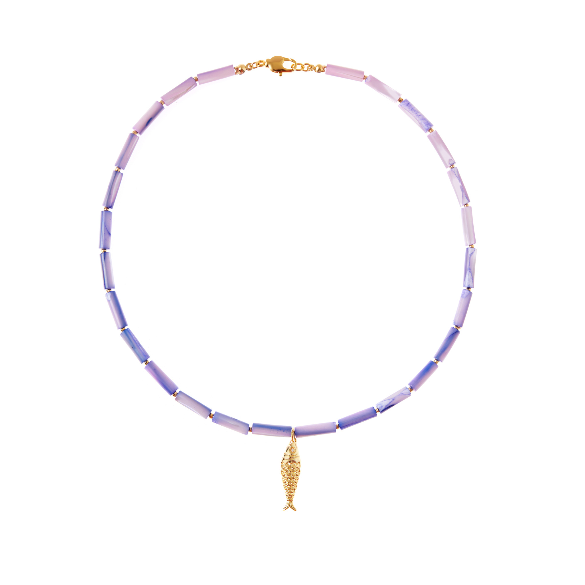 колье holly june gold saturn necklace HOLLY JUNE Колье Gold Fish Tube Necklace - Violet