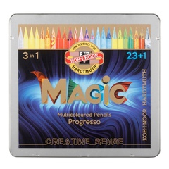 Карандаши цельнографитные цветные в лаке KOH-I-NOOR PROGRESSO MAGIC 8774, 23 +карандаш-блендер