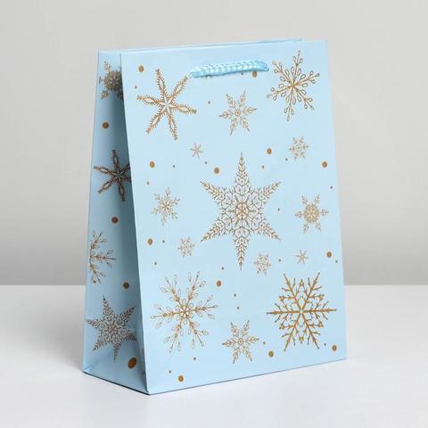 Пакет ламинированный вертикальный «Снежинки», MS 18 × 23 × 8 см
