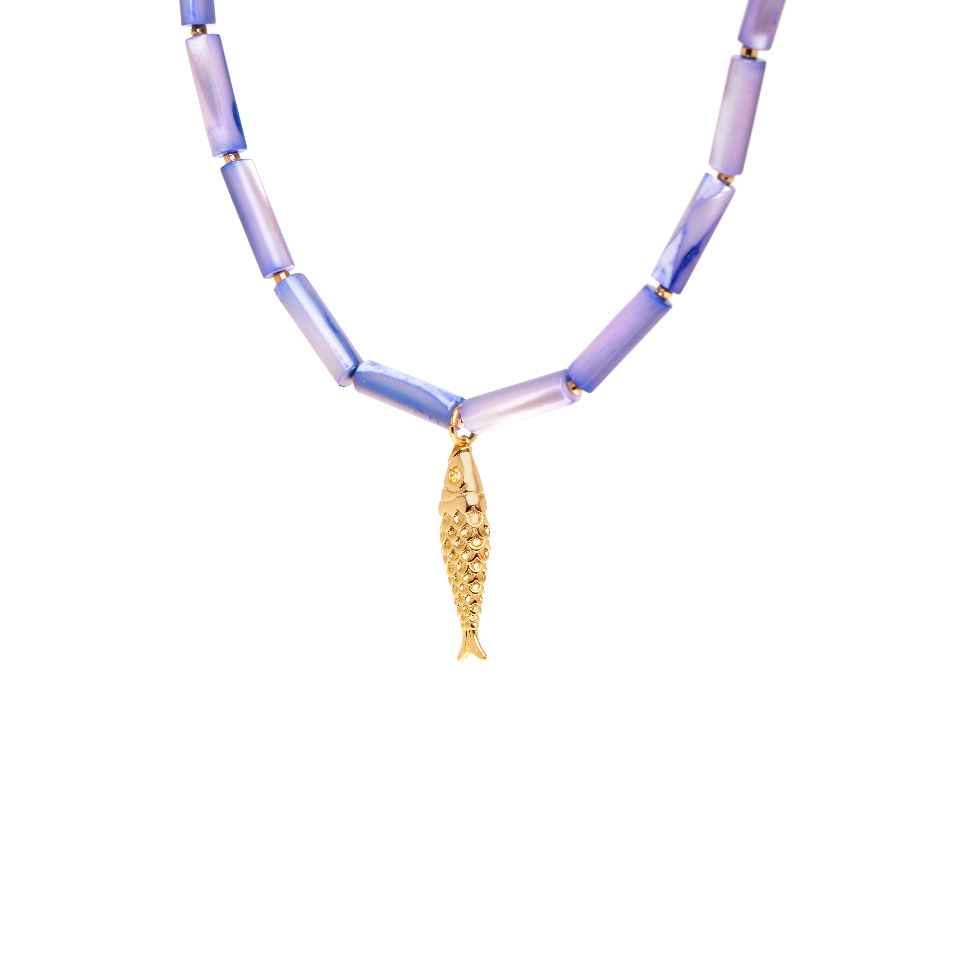 HOLLY JUNE Колье Gold Fish Tube Necklace - Violet