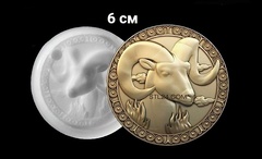 Силиконовый молд № 399 медальон Козерог 6 см