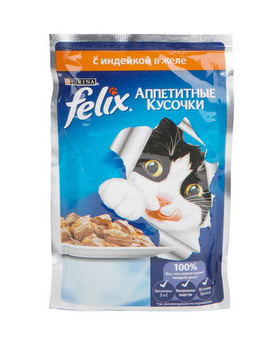 Felix кусочки в желе для кошек (индейка) 85 г