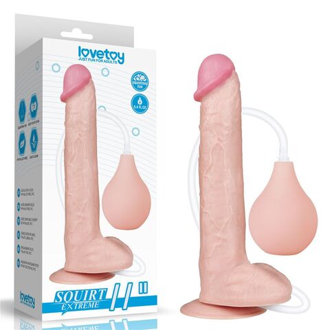 Телесный фаллоимитатор Squirt Extreme с имитацией эякуляции - 28 см. - Lovetoy LV116023