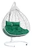 Подвесное кресло-кокон FISHT белое, зеленая подушка (Laura Outdoor)