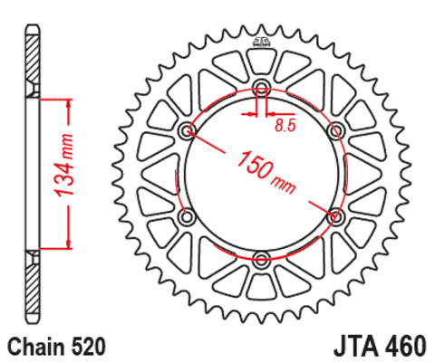 Звезда ведомая алюминиевая JTA460 50BLK