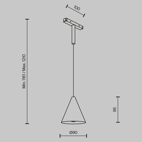 Трековый подвесной светильник Maytoni Cono TR182-1-5WTW-M-B