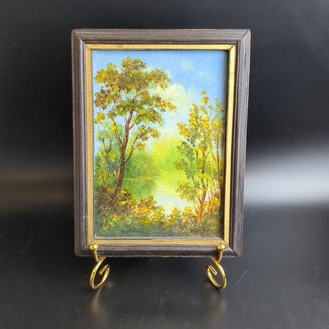 Картина маслом, живопись "Лесной пейзаж" - Ю. Левандровский 1998 год