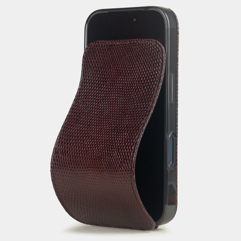 Кожаный чехол для iPhone 17 Pro Max, ящерица бордового цвета