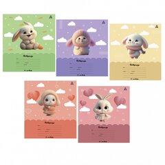 
          Тетрадь 12л., линия, Alingar, скрепка, блок офсет, 100% белизна, мелованный картон (стандарт), "Зайки-малышки"