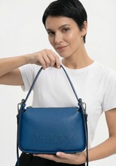 Сумка кожаная на плечо Deboro 30790 синяя гуашь