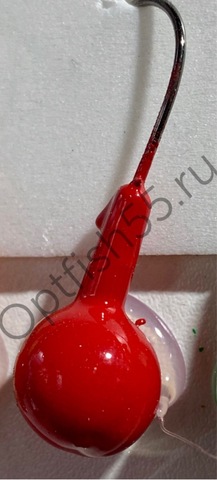 Джиг головка шар крашеный крючок Kumho2412 (Корея) 6гр (уп.10шт) цв.красный разм.1/0