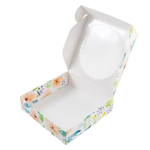 Коробка для печенья 12*12*3 см с окном 