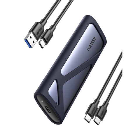 Бокс для дисков UGREEN M,2 NVMe/M,2 SATA SSD Enclosure с кабелем USB-C,  USB-C и USB-C,  USB-A, серый