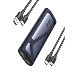 Бокс для дисков UGREEN M,2 NVMe/M,2 SATA SSD Enclosure с кабелем USB-C,  USB-C и USB-C,  USB-A, серый