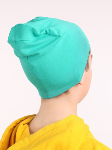 Детская зеленая шапочка из вискозного трикотажа