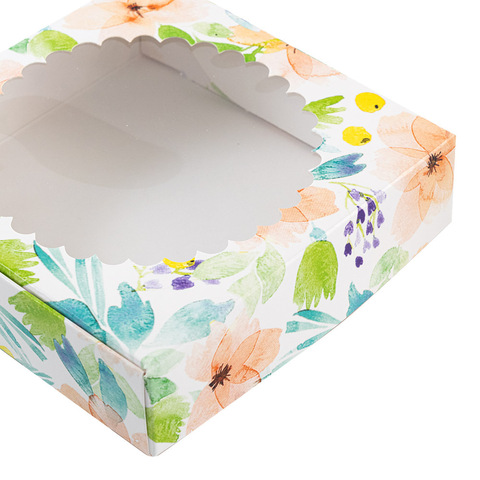 Коробка для печенья 12*12*3 см с окном 