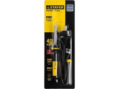 STAYER PROTerm, 40 Вт, конус, в наборе: припой + подставка, 2 К рукоятка, электропаяльник, Professional (55300-40)