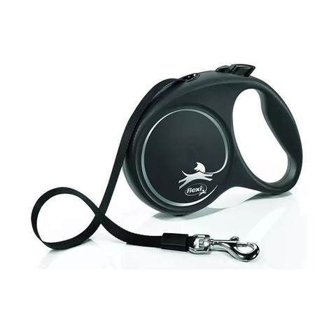 Flexi Black Design L 5м до 50кг поводок-рулетка РЕМЕНЬ, СЕРЕБРО 1/12