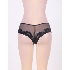 Трусики Black Floral, прозрачные (черный, XS-S)