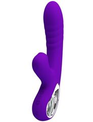 Фиолетовый вибратор Jersey с вакуумной стимуляцией - 21,8 см. - 