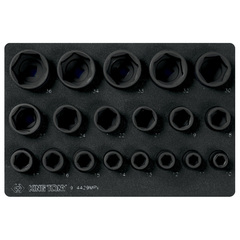 KING TONY (9-4429MPV) Набор ударных торцевых головок 1/2", шестигранные, 10-36 мм, ложемент, 19 предметов