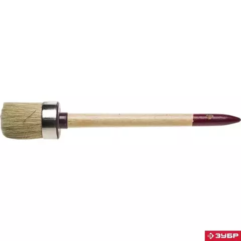 ЗУБР УНИВЕРСАЛ 40 мм, светлая натуральная щетина, деревянная ручка, Круглая кисть, МАСТЕР (01501-40) 12 шт