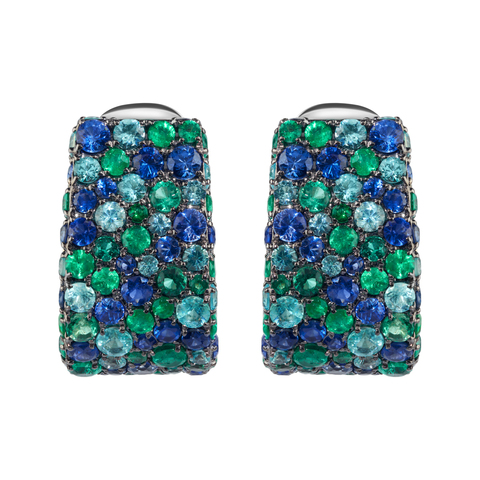 Серьги с Изумрудами, Сафирами и Турмалинами Параиба, E0256-1/5